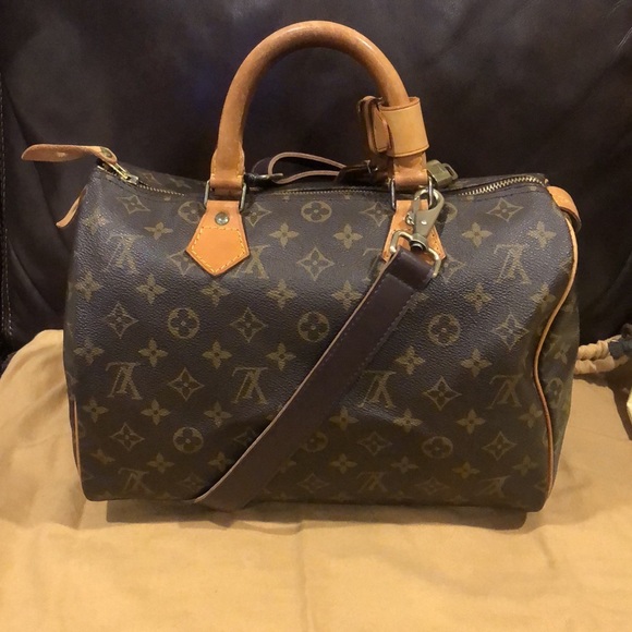 LOUIS VUITTON Speedy 30 LV Monogram Boston Duffle Travel Day Bag LV30 Dust Bag - Picture 17 of 17
